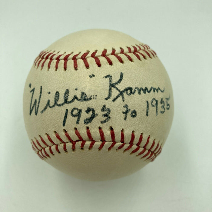 Tough Willie Kamm Single Signed & Inscribed Baseball Chicago White Sox PSA/DNA