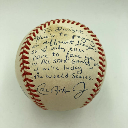 Rare Cal Ripken Jr. Signed Baseball Inscribed To Dwight Doc Gooden Beckett COA
