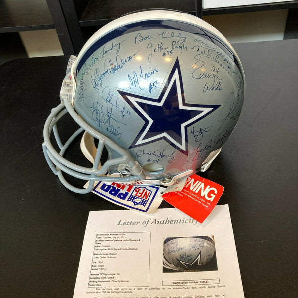 Dallas Cowboys Legends Signed Helmet Tom Landry Roger Staubach 38 Sigs JSA COA