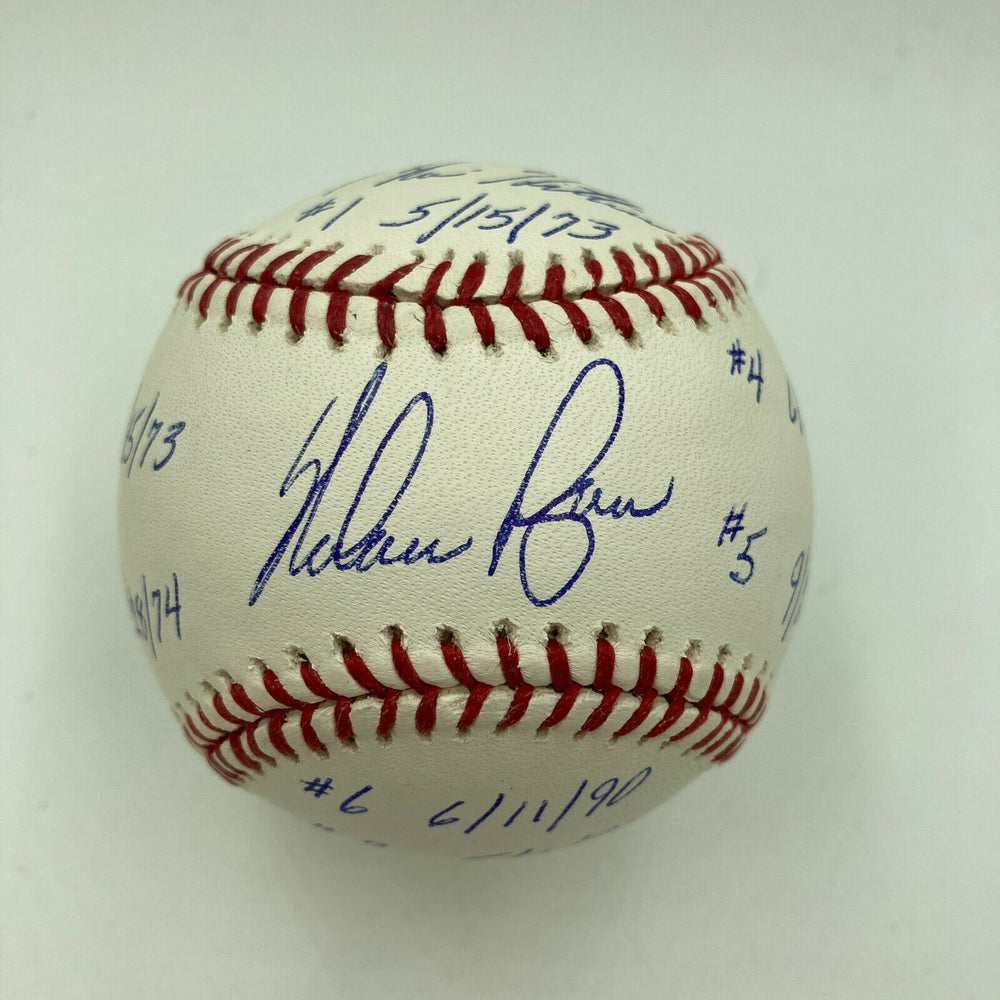 Stunning Nolan Ryan 7 No Hitters Signed Inscribed Baseball PSA DNA 10 GEM MINT