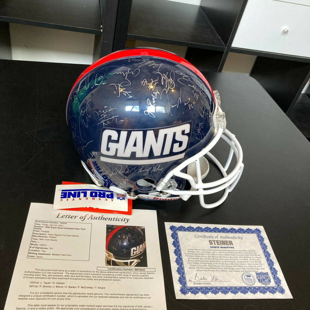 1986 New York Giants Super Bowl Champs Team Signed Full Size Helmet St —  Showpieces Sports