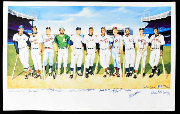 500 Home Run Signed Litho Mickey Mantle Ted Williams Willie Mays Hank Aaron JSA