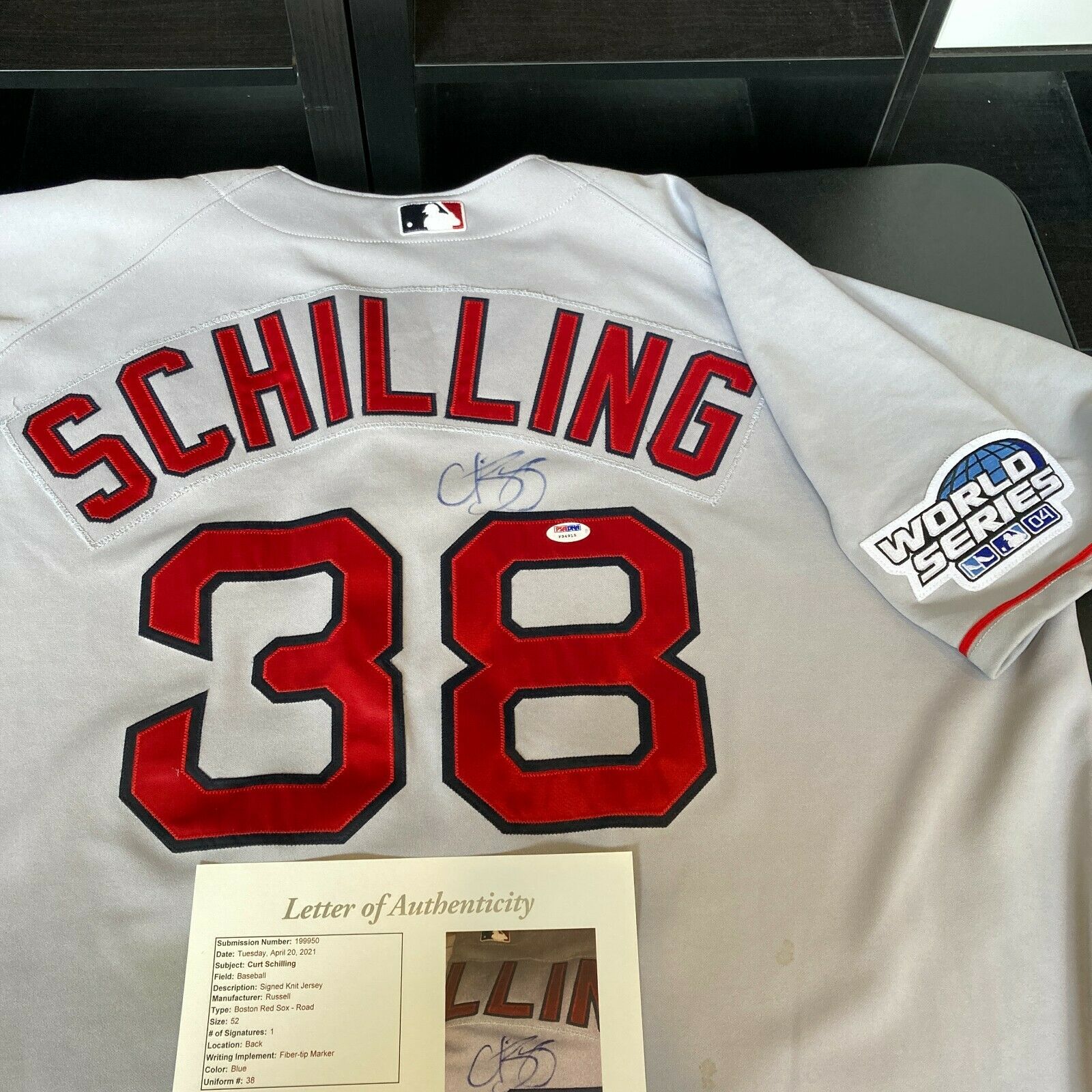 2004 Curt Schilling Signed Game Used Boston Red Sox World Series