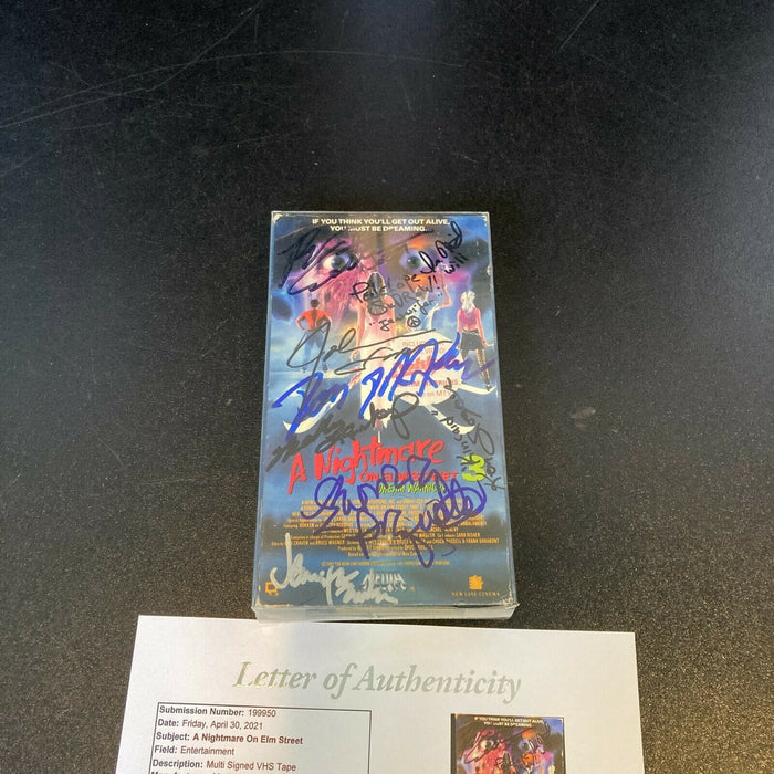 A Nightmare On Elm Street Cast Signed VHS Movie With 12 Signatures JSA COA