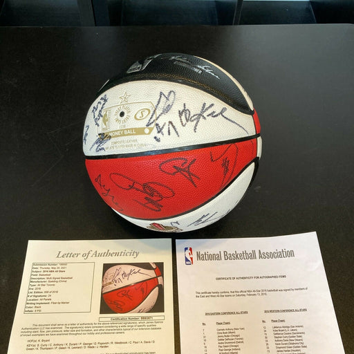 Kobe Bryant Stephen Curry 2016 NBA All Star Game Team Signed Basketball JSA COA