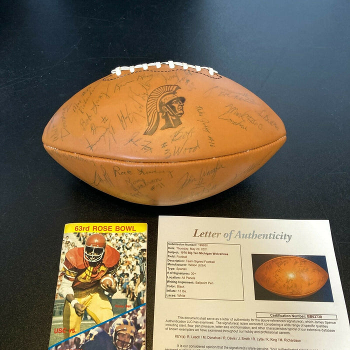 1976 Big Ten Michigan Wolverines Team Signed Football 50+ Signatures JSA COA