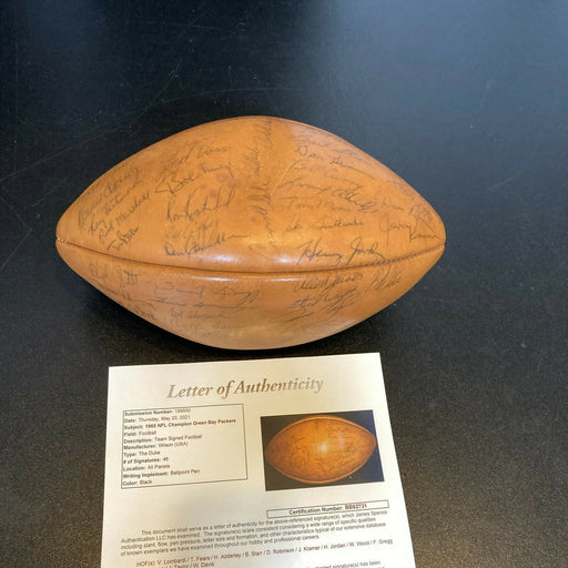 1965 Green Bay Packers NFL Champs Team Signed Football Vince Lombardi JSA COA