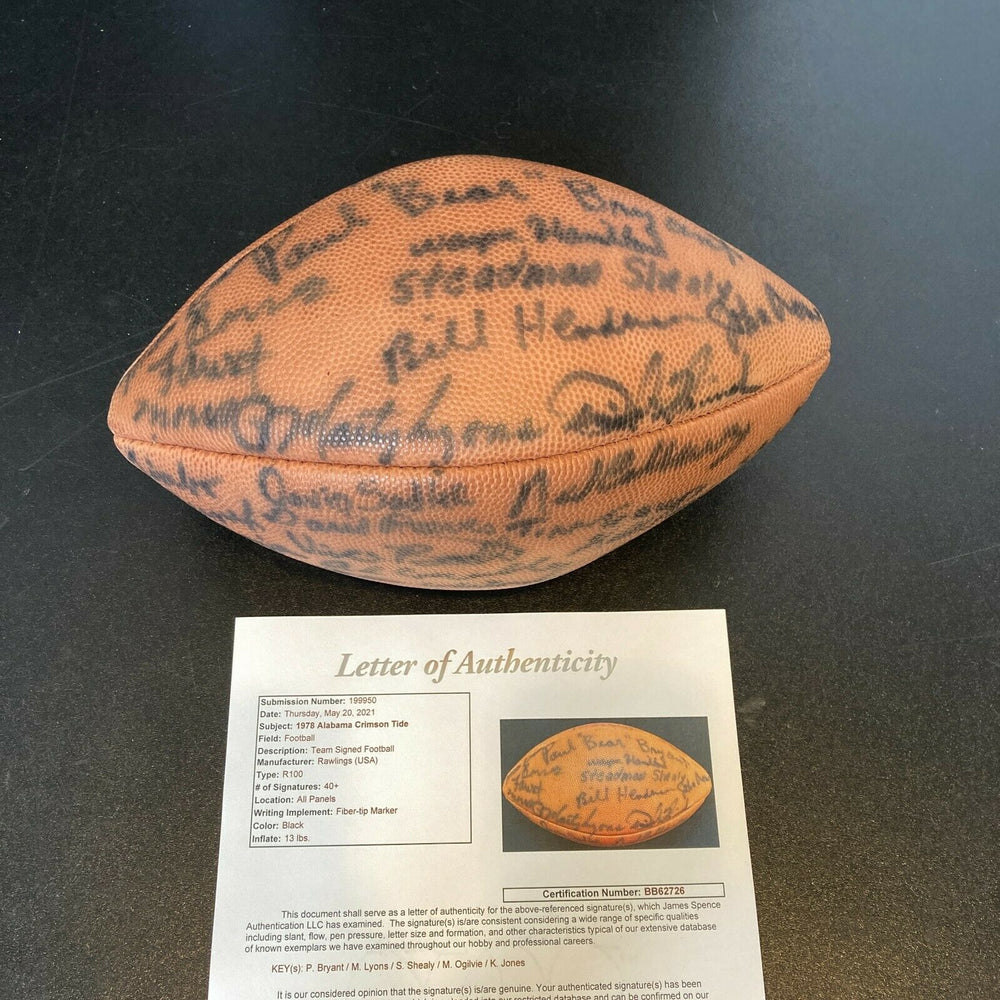 1978 Alabama Crimson Tide Champs Team Signed Football Paul Bear Bryant JSA COA