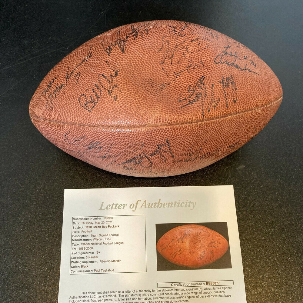 1990 Green Bay Packers Team Signed Wilson NFL Game Football 20+ Sigs JSA COA