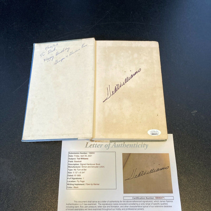 Ted Williams Signed Vintage 1960's Baseball Book My Turn At Bat With JSA COA