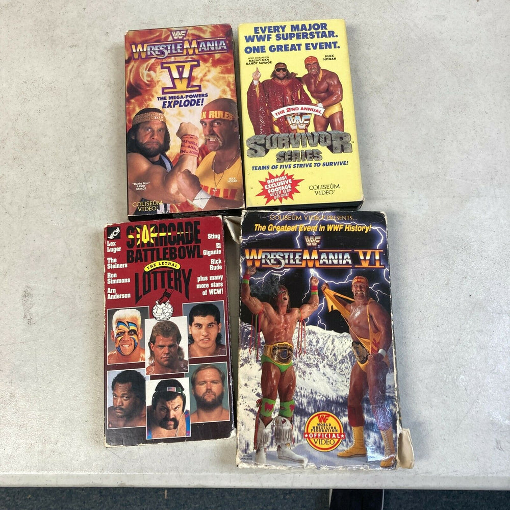 Lot Of (4) 1980's WWF Wrestlemania & WWF Survivor Series Wrestling VHS Movies