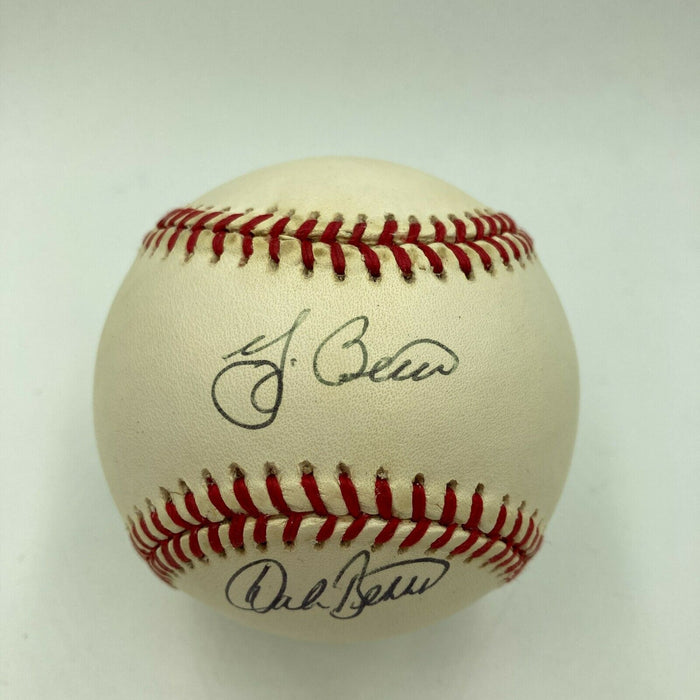 Yogi Berra & Son Dale Berra Signed American League Baseball JSA COA