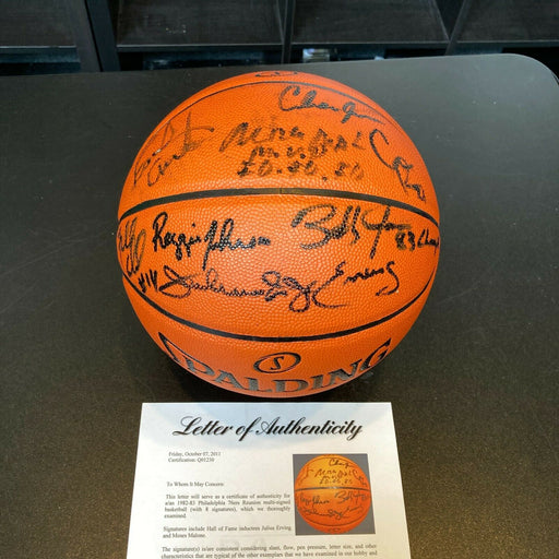 1982-83 Philadelphia 76ers NBA Champs Team Signed Spalding Basketball PSA DNA