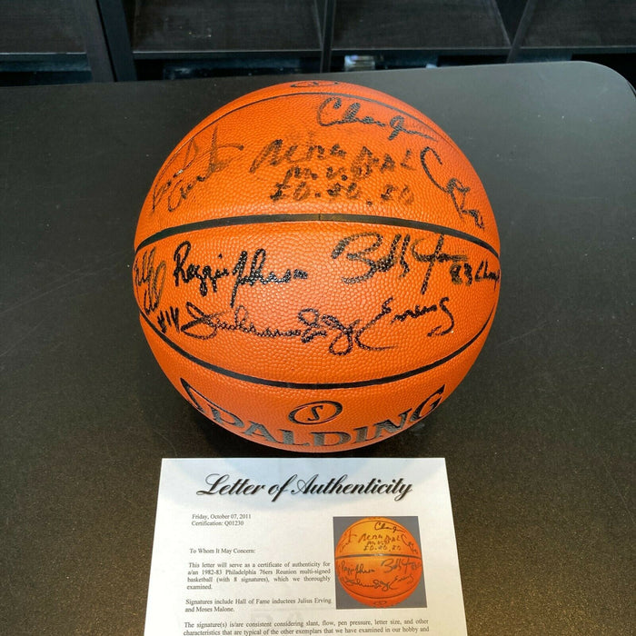 1982-83 Philadelphia 76ers NBA Champs Team Signed Spalding Basketball PSA DNA