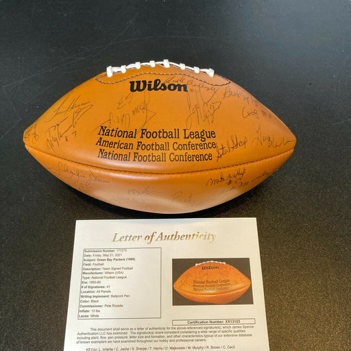 1989 Green Bay Packers Team Signed Wilson NFL Football 41 Sigs JSA COA