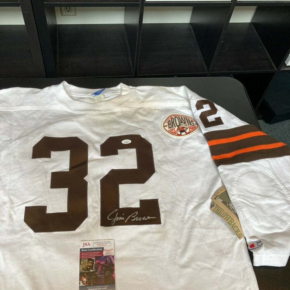 Jim Brown Signed Authentic Champion Throwback Cleveland Browns Game Jersey JSA