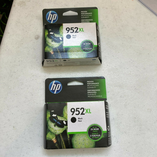 (2) HP 952XL BLACK INK CARTRIDGES GENUINE FACTORY SEALED BOX NEW Dated 12/2018