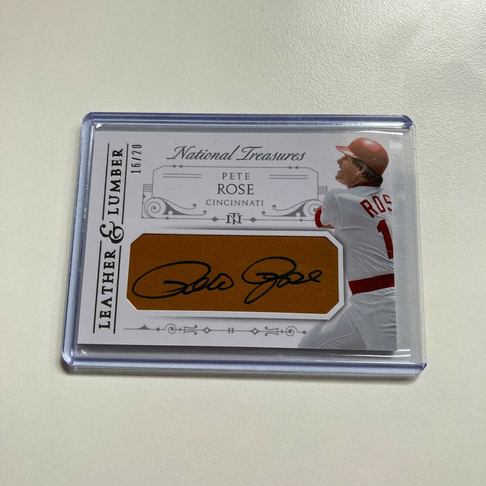 2015 Panini National Treasures Pete Rose #16/20 Auto Signed Baseball Card