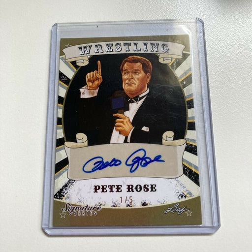 2016 Leaf Wrestling Pete Rose #1/5 Auto Signed Baseball Card