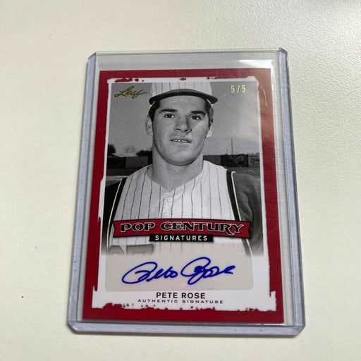 Leaf Pop Century Pete Rose #5/5 Auto Signed Autographed Baseball Card