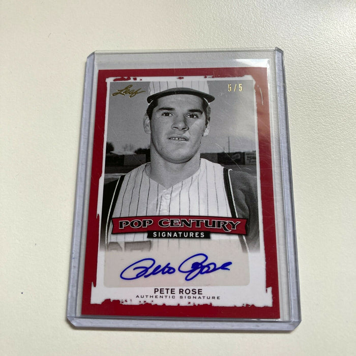 Leaf Pop Century Pete Rose #5/5 Auto Signed Autographed Baseball Card