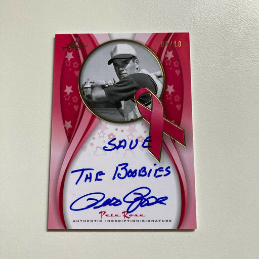 2013 Leaf Pete Rose Save The Boobies Auto #9/10 Signed Baseball Card