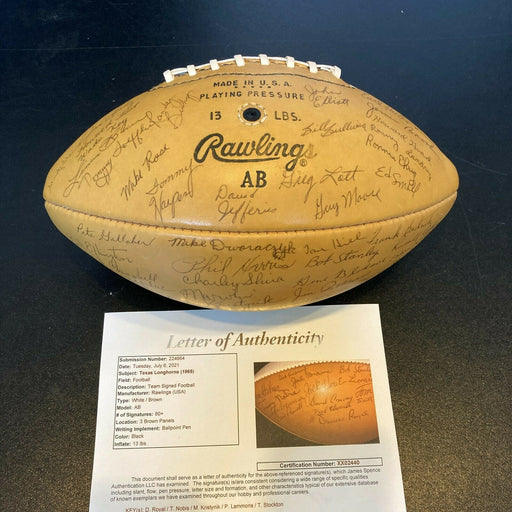 Rare 1965 Texas Longhorns Team Signed NCAA Football 60+ Sigs With JSA COA