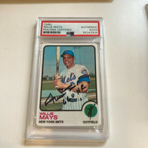 1973 Topps Willie Mays Signed Autographed Porcelain Baseball Card PSA "660 HRS"