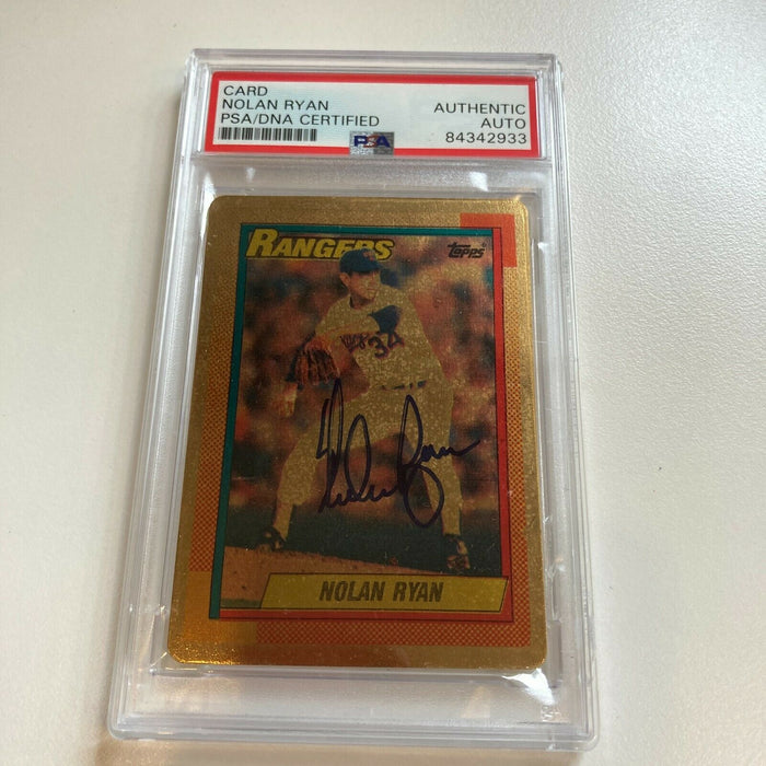 1990 Topps Nolan Ryan Signed Autographed Porcelain Baseball Card PSA DNA