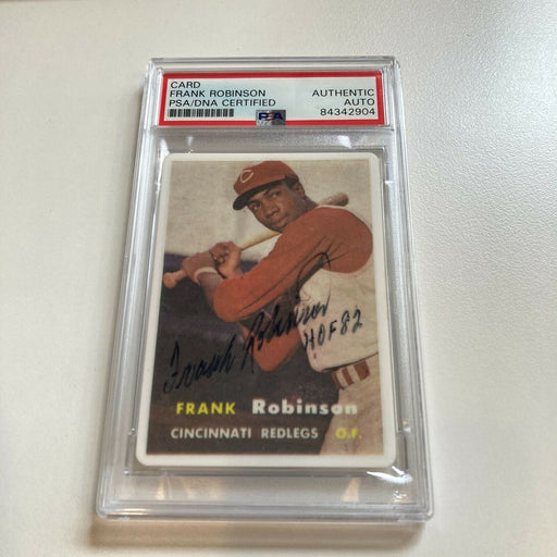 1957 Topps Frank Robinson RC Signed Porcelain Baseball Card PSA DNA "HOF 1982"