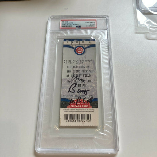 Ernie Banks Mr. Cub Signed Autographed 2011 Chicago Cubs Ticket PSA DNA COA