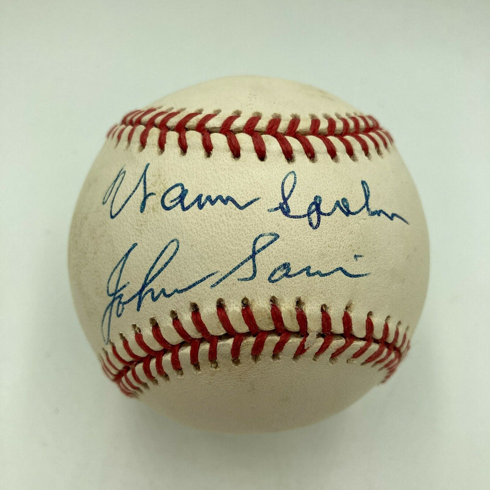 Warren Spahn & Johnny Sain Signed National League Baseball JSA COA