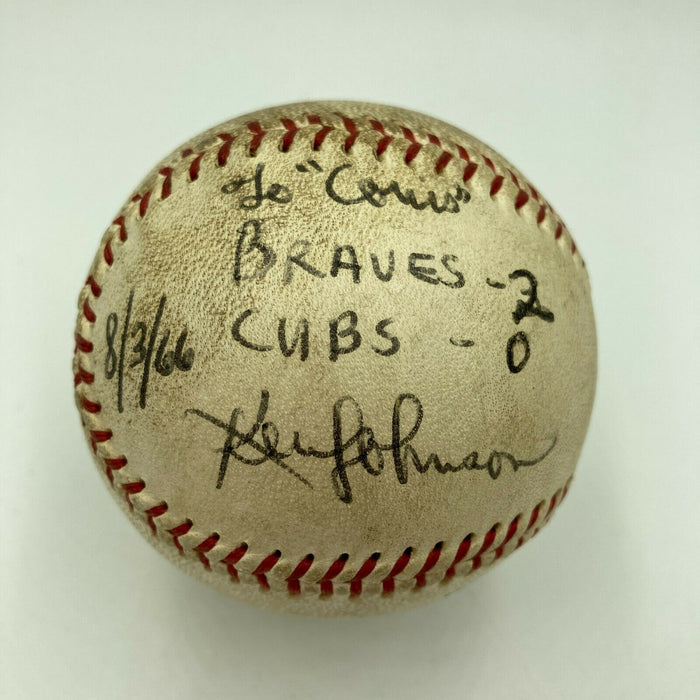 Ken Johnson Signed 1966 Game Winning Game Used Baseball Chicago Cubs JSA COA