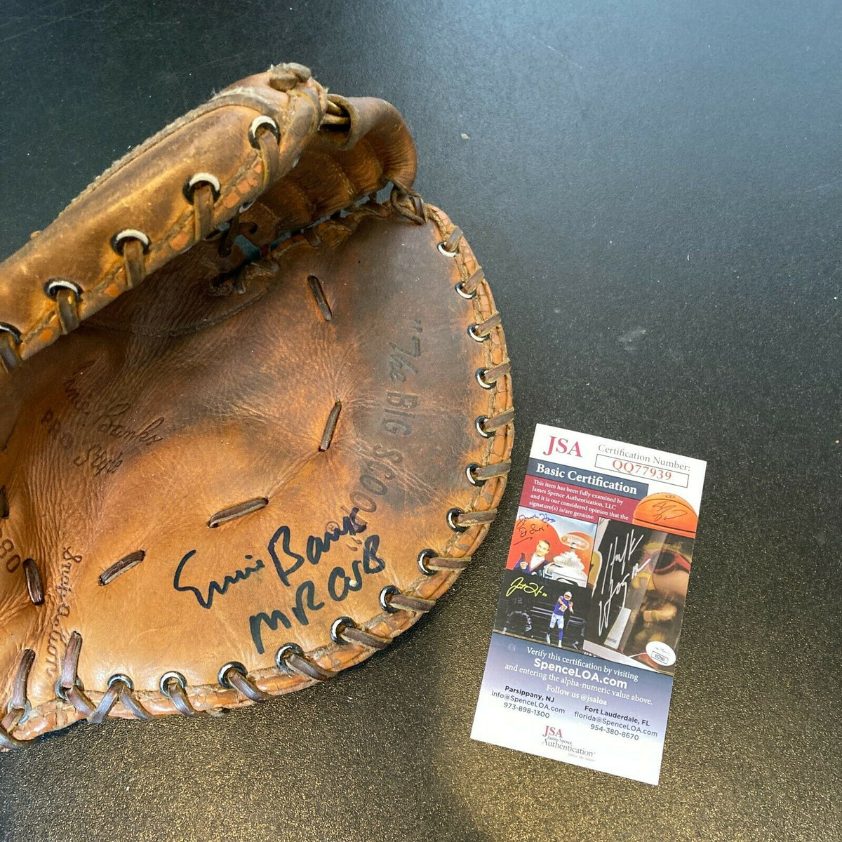 Ernie Banks Signed Vintage Gladiator Baseball Glove Inscribed