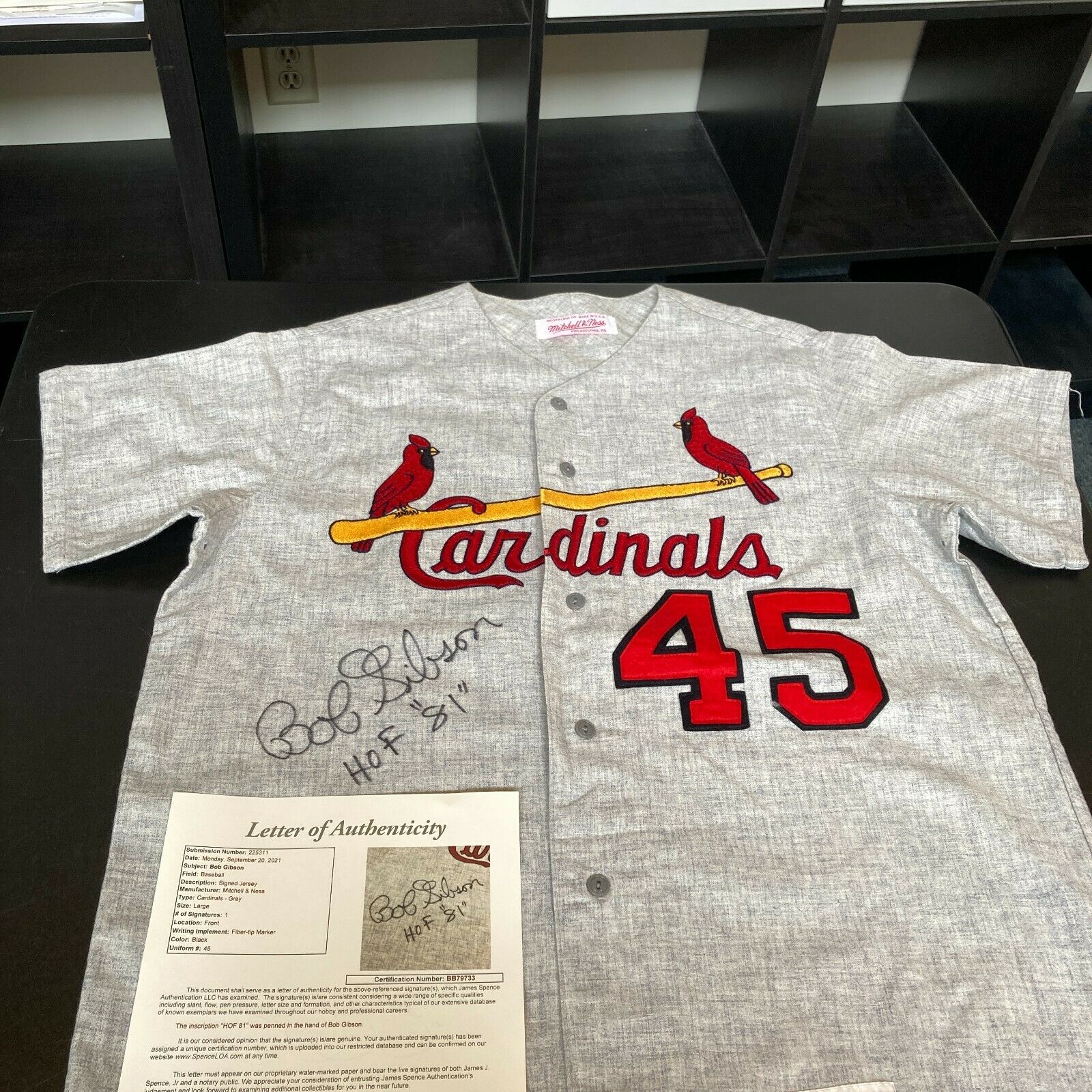 Bob Gibson Hall Of Fame 1981 Signed St. Louis Cardinals Jersey Huge Sig  JSA