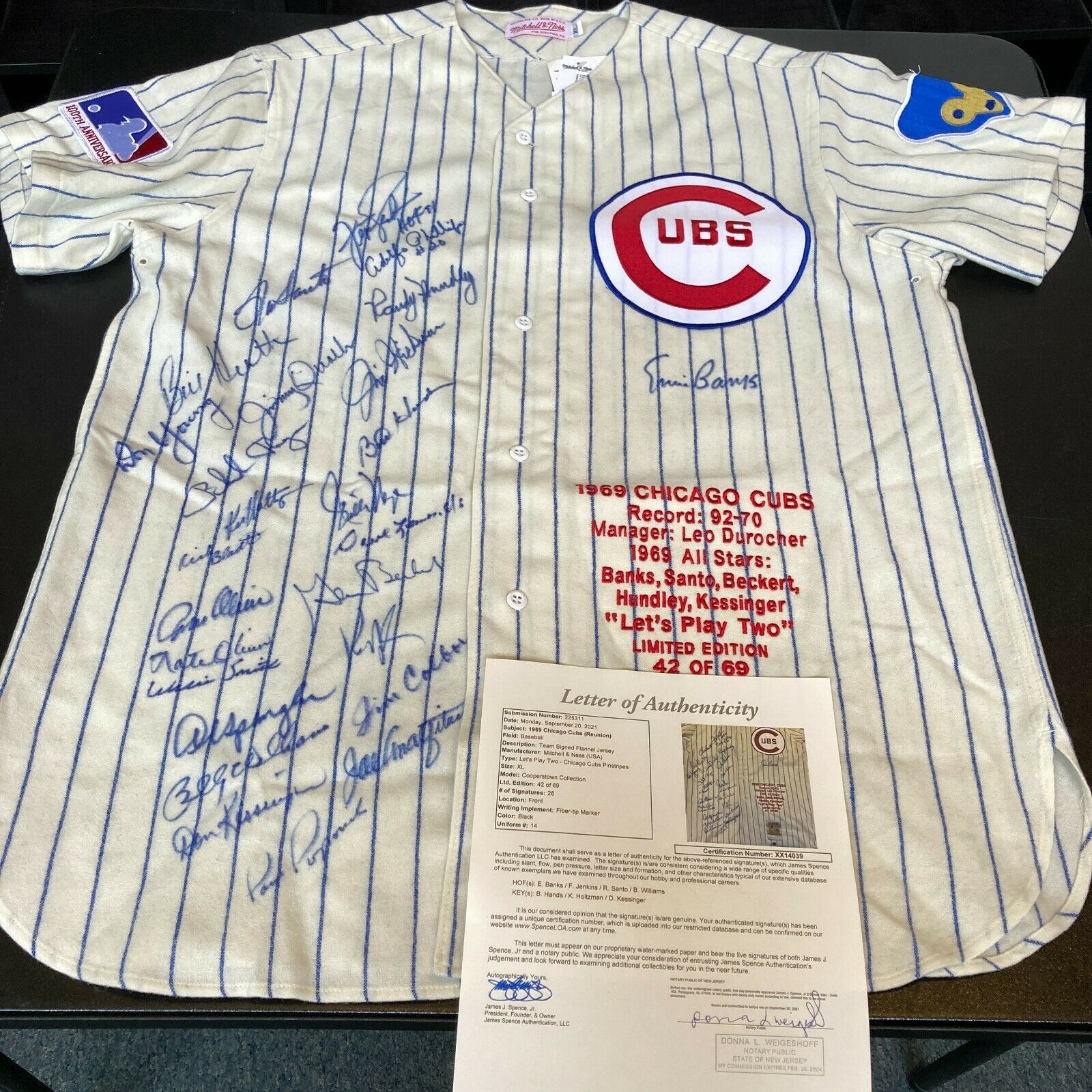 Beautiful 1969 Chicago Cubs Team Signed Jersey 26 Sigs With Ernie Bank —  Showpieces Sports
