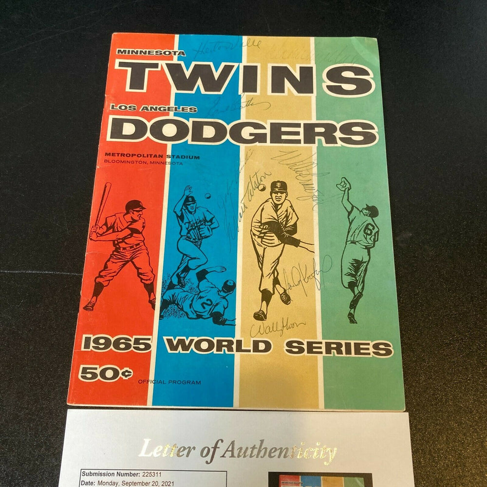 Sandy Koufax & Don Drysdale Multi Signed 1965 World Series Program Dodgers JSA