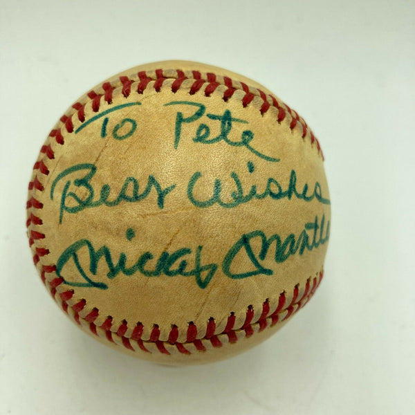 Mickey Mantle Signed Vintage American League Baseball "To Pete" JSA COA
