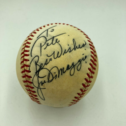 Joe Dimaggio Signed Autographed American League Baseball "To Pete" JSA COA