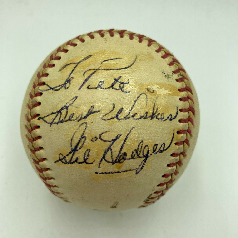 Gil Hodges Single Signed Autographed 1950's Baseball With JSA COA