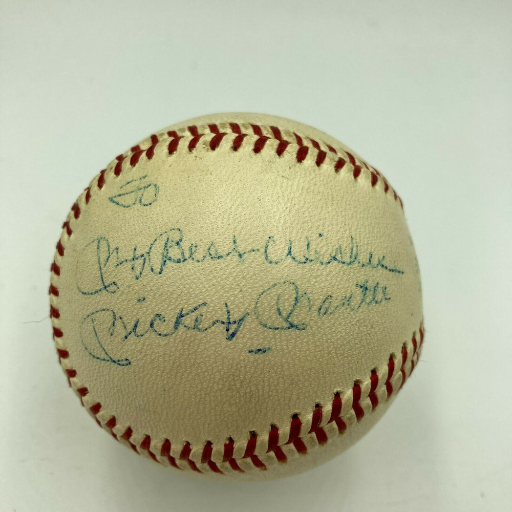 Beautiful 1960's Mickey Mantle Elston Howard Signed AL Cronin Baseball JSA COA