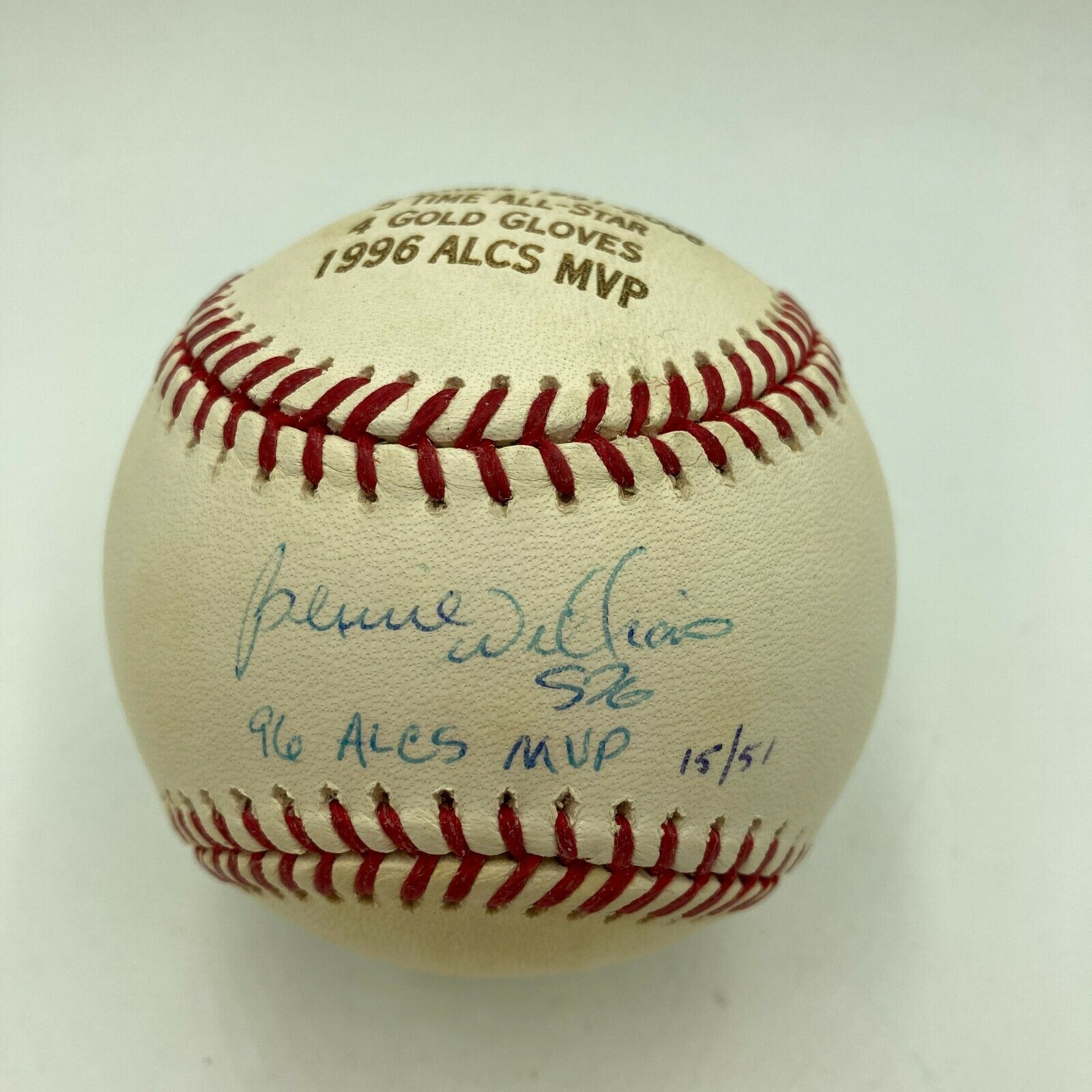 Bernie Williams 1996 ALCS MVP Signed Major League STAT Baseball Steine —  Showpieces Sports