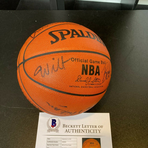 Wilt Chamberlain George Mikan Jerry West NBA Legends Signed Basketball Beckett