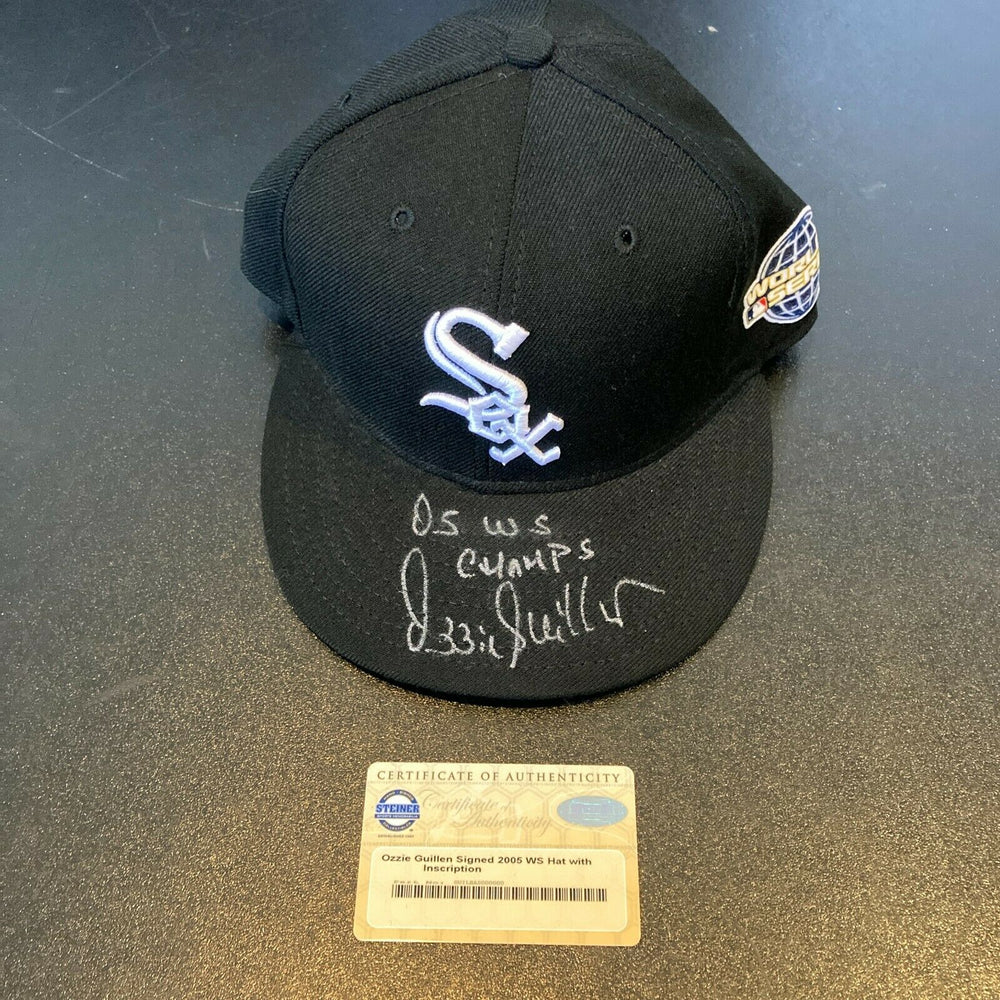 Ozzie Guillen 2005 W.S. Champs Signed Chicago White Sox W.S. Hat Steiner COA
