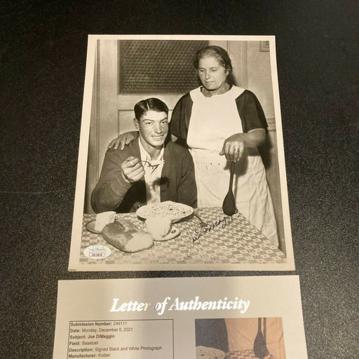 Joe Dimaggio Signed 1930's Photo With His Mother San Francisco JSA COA