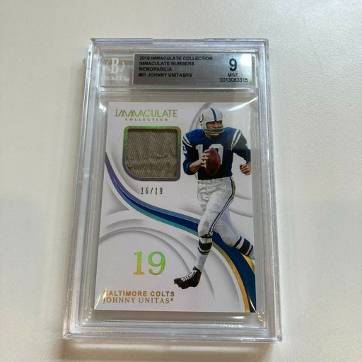 2019 Immaculate Collection Johnny Unitas Game Used Patch #16/19 BGS 9 MINT