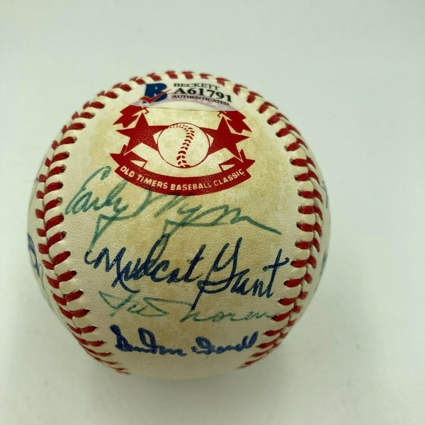 Hall Of Fame Multi Signed Cracker Jack Old Timers Game Baseball Beckett COA