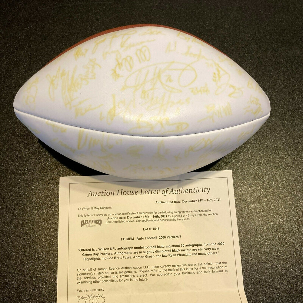 2000 Green Bay Packers Team Signed Wilson NFL Football Brett Favre With JSA COA