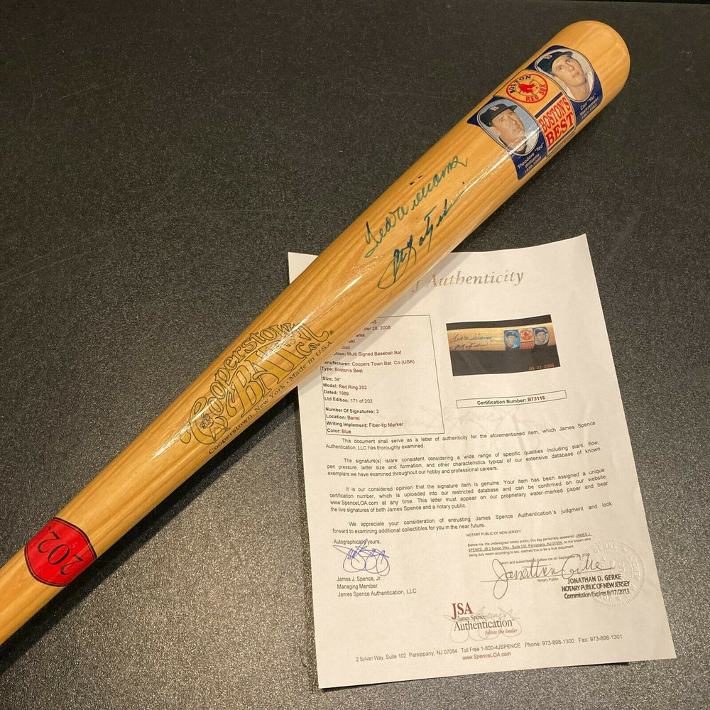 Ted Williams & Carl Yastrzemski Signed Cooperstown Red Sox Baseball Bat JSA COA