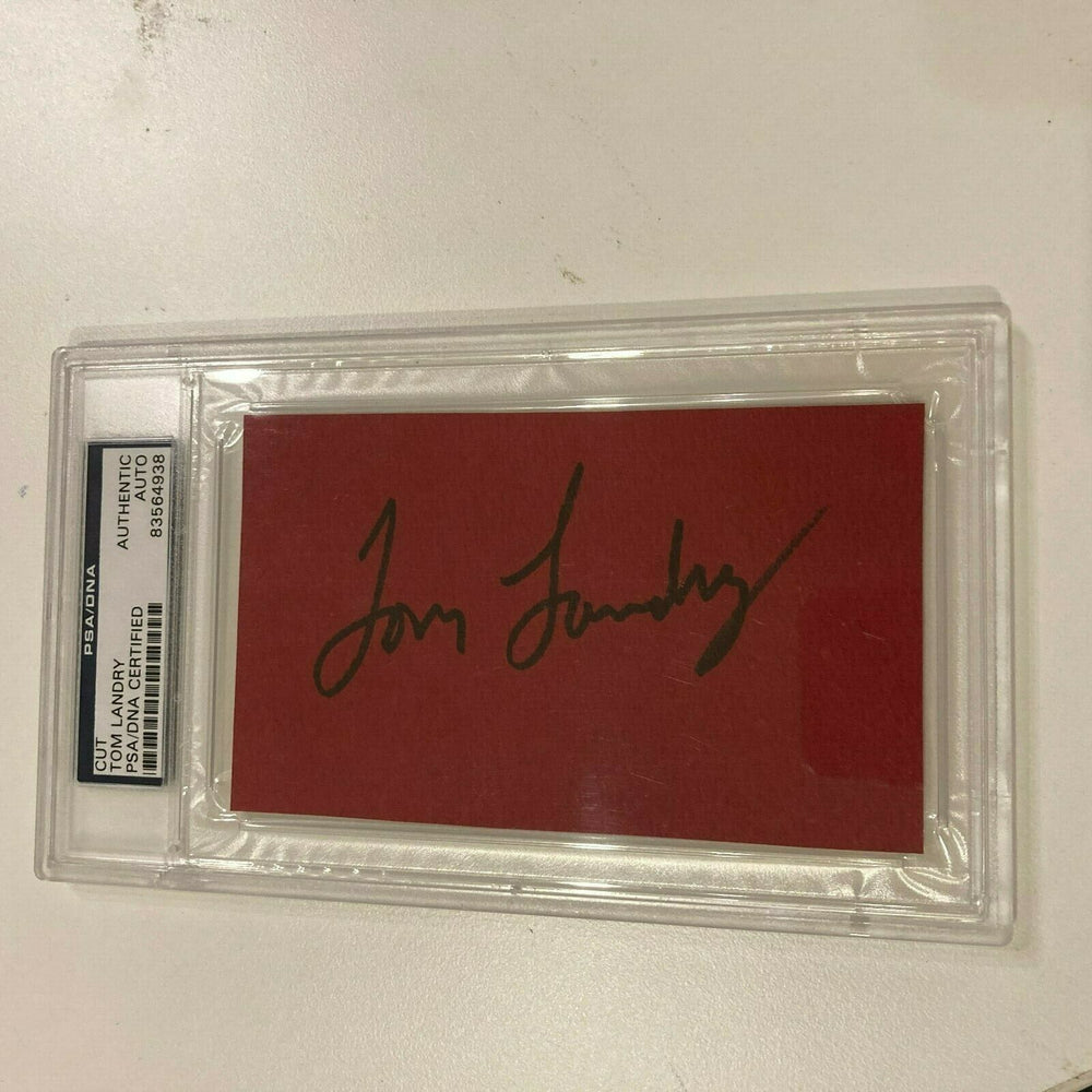 Tom Landry Signed Autographed Index Card PSA DNA COA Dallas Cowboys